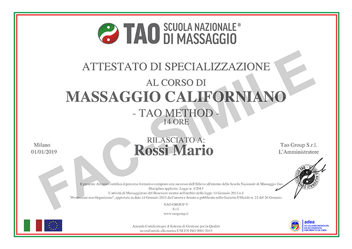 attestato demo corso massaggio californiano